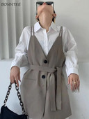 Γυναικεία γιλέκα Ρυθμιζόμενη μέση δημιουργικότητα Απλό κουμπί Δημοφιλείς τσέπες Όλα ταίριασμα κορεατικού στυλ Spring Office Lady Breathable Ins