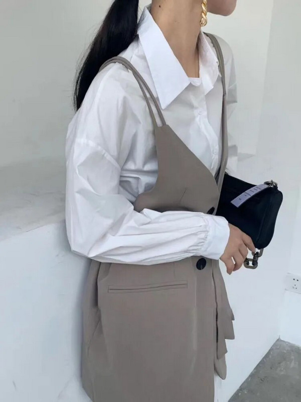 Γυναικεία γιλέκα Ρυθμιζόμενη μέση δημιουργικότητα Απλό κουμπί Δημοφιλείς τσέπες Όλα ταίριασμα κορεατικού στυλ Spring Office Lady Breathable Ins