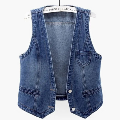 Uus Denim Naiste Vest Luksuslikud Pärlid Mood Rebenenud Sügisteksad Jope Varrukateta Avar lühike mantel põhjuslikud vestid 5XL