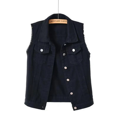 Uus Denim Naiste Vest Luksuslikud Pärlid Mood Rebenenud Sügisteksad Jope Varrukateta Avar lühike mantel põhjuslikud vestid 5XL