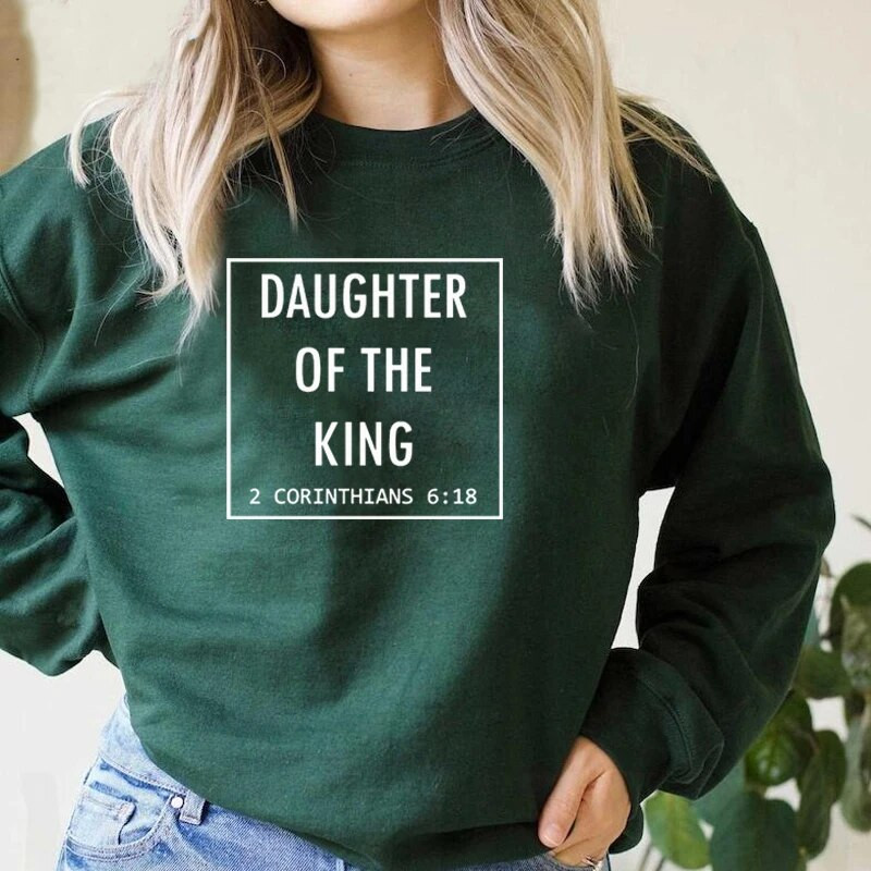 Kuninga tütar Kapuutsiga Christian Religious Crewneck dressipluus Harajuku 90ndate tänavarõivad Hope Love kapuutsid Suured riided