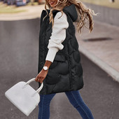 Varrukateta vest naistele 2023, tepitud kunstsulgedega täidetud kapuutsiga vest sügistalvine жилетка женская 2023