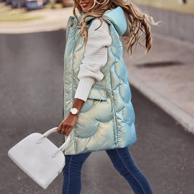 Varrukateta vest naistele 2023, tepitud kunstsulgedega täidetud kapuutsiga vest sügistalvine жилетка женская 2023