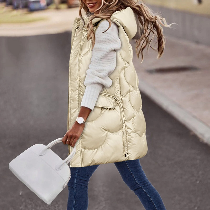 Varrukateta vest naistele 2023, tepitud kunstsulgedega täidetud kapuutsiga vest sügistalvine жилетка женская 2023