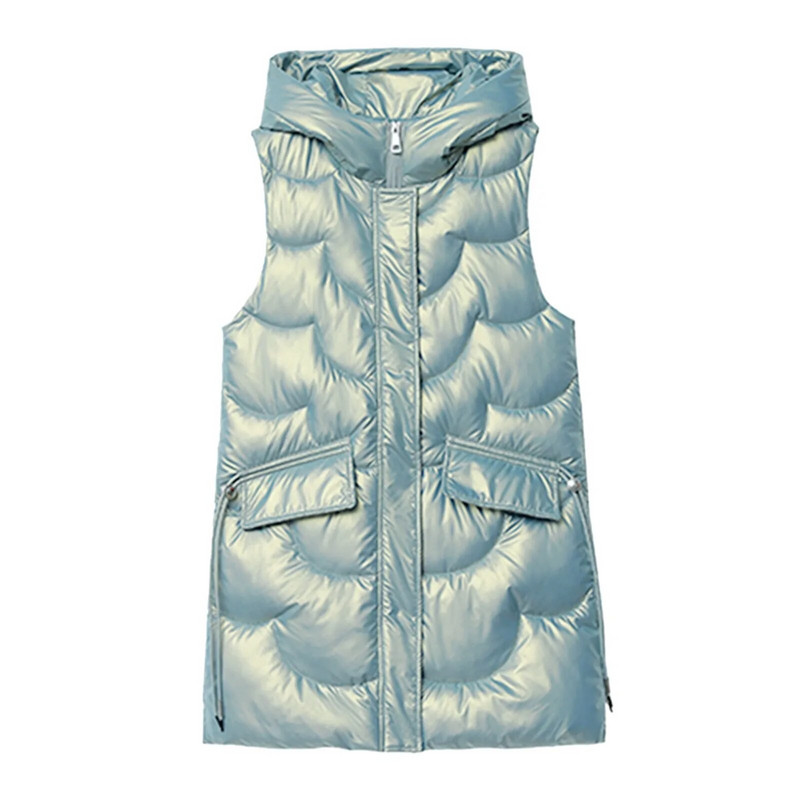 Varrukateta vest naistele 2023, tepitud kunstsulgedega täidetud kapuutsiga vest sügistalvine жилетка женская 2023