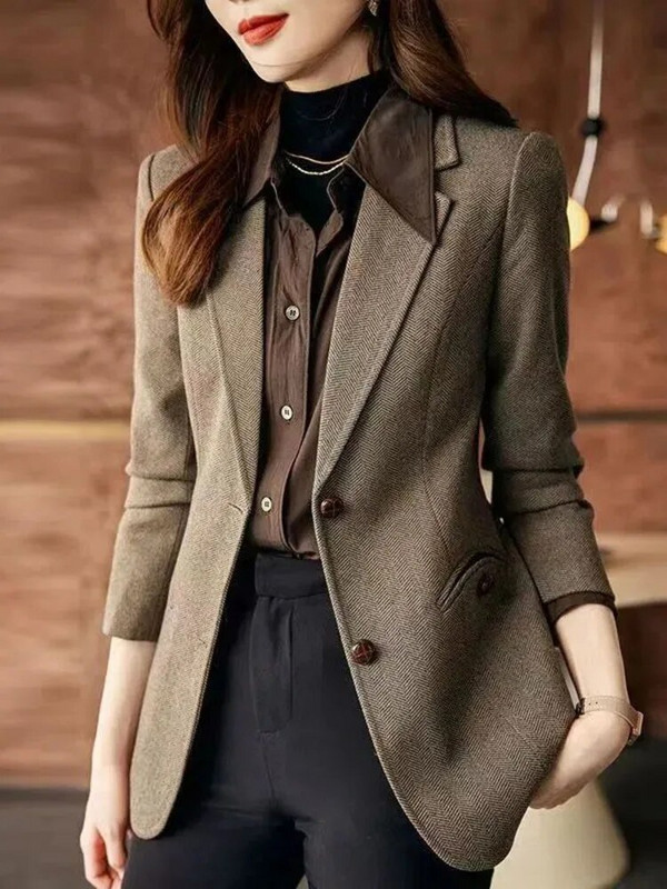 Moodne temperament reväär, pikkade varrukatega vabaaja bleiser Professionaalne elegantne šikk vabaajarõivad, mis sobivad kevadsügiseks, uus