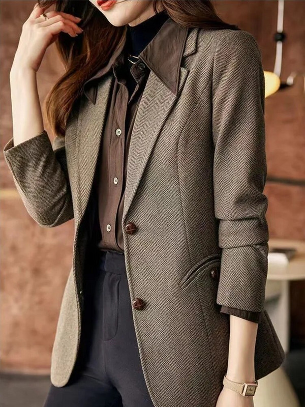 Moodne temperament reväär, pikkade varrukatega vabaaja bleiser Professionaalne elegantne šikk vabaajarõivad, mis sobivad kevadsügiseks, uus