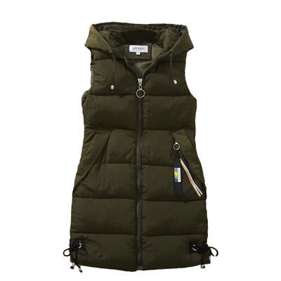 Moteriška dygsniuota liemenė su nuimamu gobtuvu be rankovių, stilingų rudens žiemos laisvalaikio šiltų viršutinių drabužių