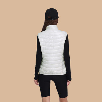 SANTELON Γυναικείο χειμωνιάτικο εξαιρετικά ελαφρύ ζεστό αδιάβροχο συσκευασμένο μπουφάν φουσκωτό γιλέκο με τσέπες Αμάνικο γιακά με βάση