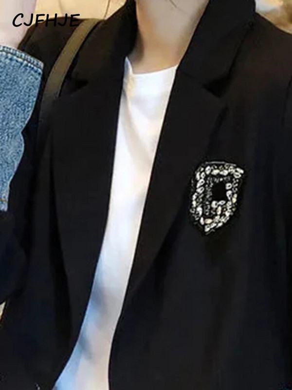 CJFHJE väike ülikonnajope Naiste kevad-sügis Disain Sense Niche Uus Korea mood Denim Ebaregulaarsete õmblustega top jakk naistele