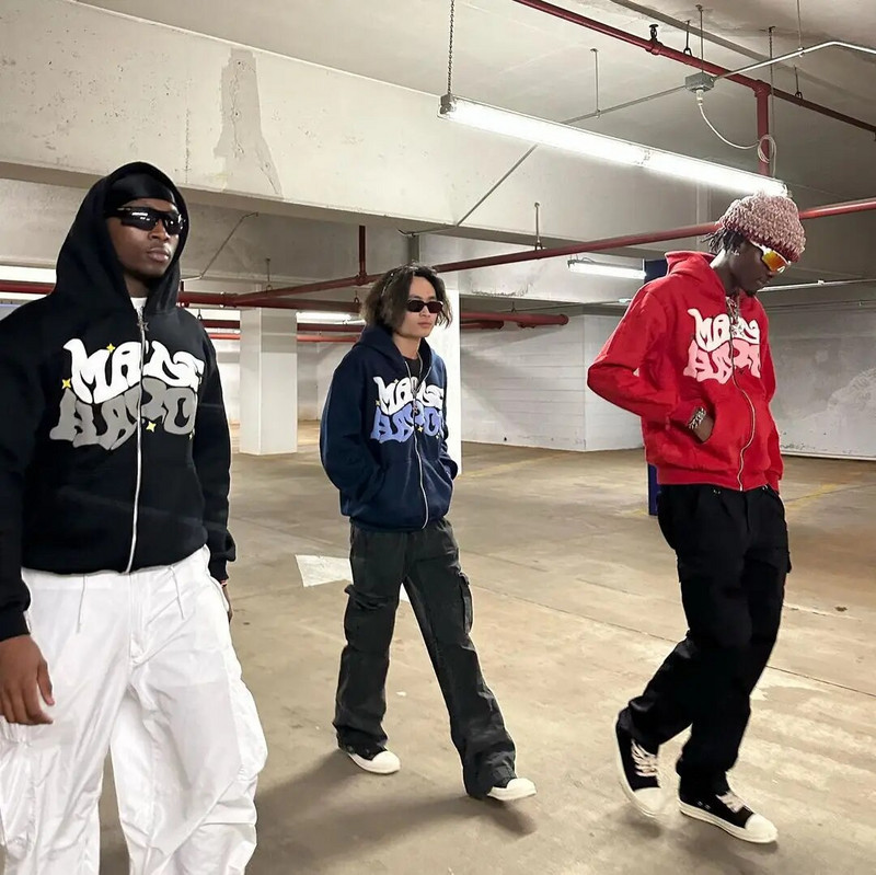 Y2K 2023 Euroopa ja Ameerika suur tänavasuurus vaba roosa trükimustriga tõmblukuga kapuuts Hip-hopi moesõprade peoriided