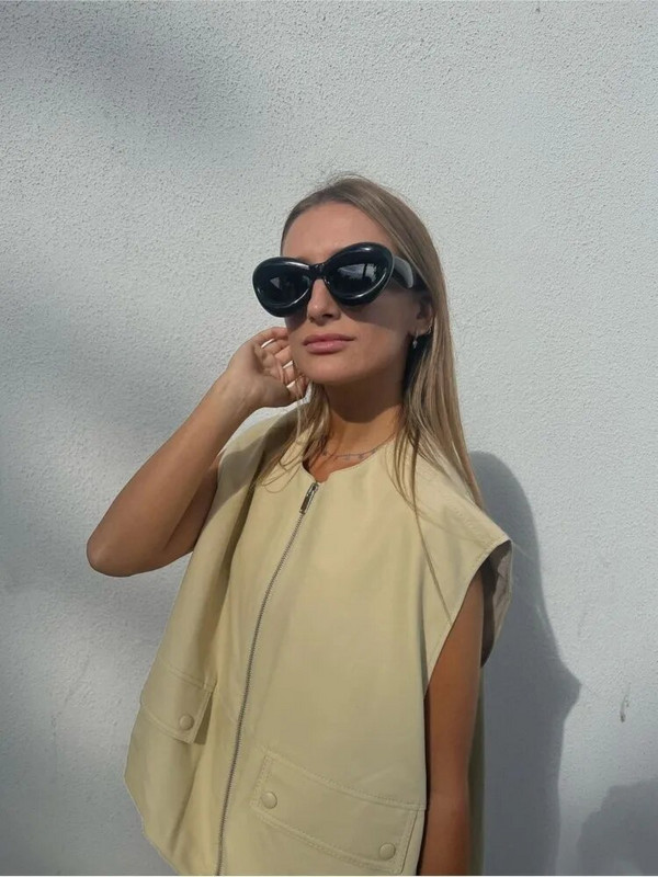 Φερμουάρ με βαμβακερό γιλέκο τσέπης Γυναικείο κομψό στρίφωμα αμάνικο γιλέκο Ζακέτα 2023 Lady High Streetwear γιλέκο Φθινοπωρινό Vintage