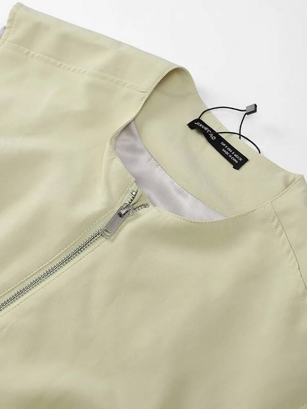 Φερμουάρ με βαμβακερό γιλέκο τσέπης Γυναικείο κομψό στρίφωμα αμάνικο γιλέκο Ζακέτα 2023 Lady High Streetwear γιλέκο Φθινοπωρινό Vintage