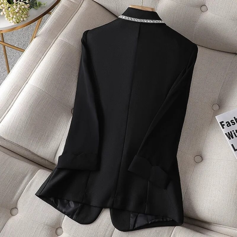 Rhinestone White Coat Long Casual Blazers Korean Jacket για Γυναικεία Πολυτελή Γυναικεία Ρούχα Δωρεάν αποστολή Άδεια αποστολής 2023 Blazer