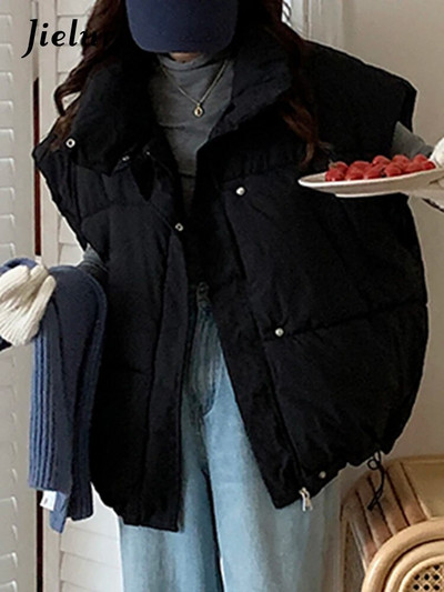 Jielur Pure Color lahtine naiste vest šikk tõmblukuga üherealine lihtne kontori naiste vabaaja talv valge must hall naiste vest