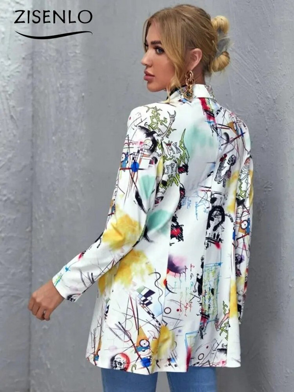 Γυναικείο μπουφάν New Fashion Vintage ακανόνιστο στάμπα Casual Blazer Γυναικείο μακρυμάνικο πέτο για γυναίκες