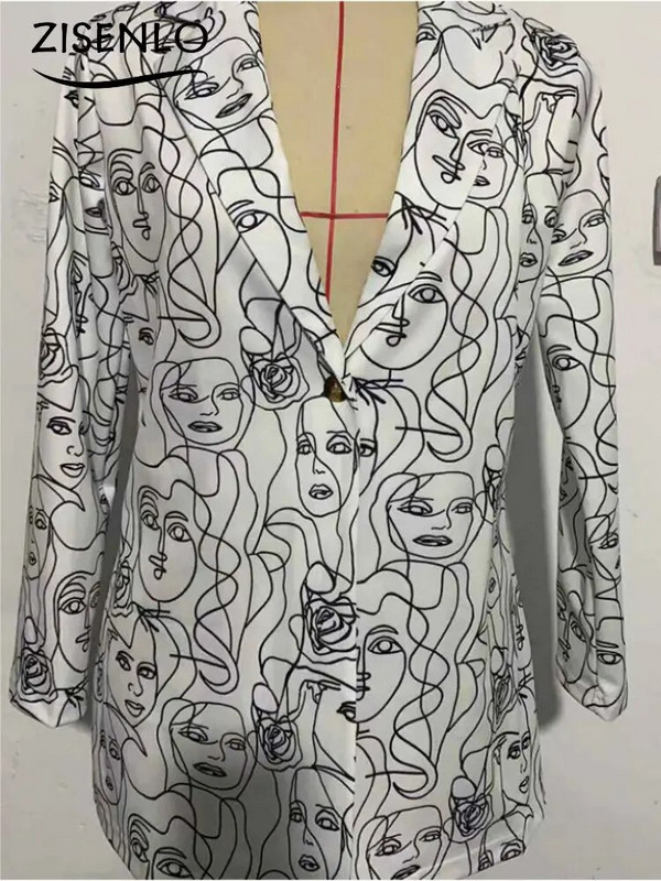 Γυναικείο μπουφάν New Fashion Vintage ακανόνιστο στάμπα Casual Blazer Γυναικείο μακρυμάνικο πέτο για γυναίκες