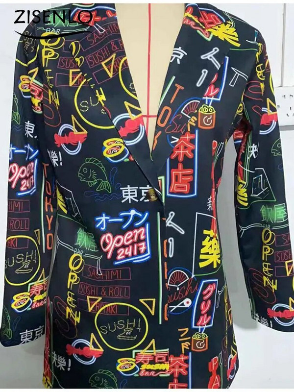 Γυναικείο μπουφάν New Fashion Vintage ακανόνιστο στάμπα Casual Blazer Γυναικείο μακρυμάνικο πέτο για γυναίκες