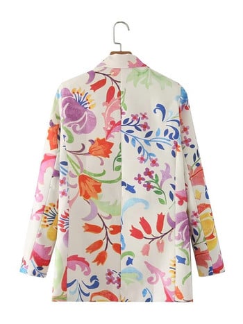 KEYANKETIAN Γυναικεία Ανοιξιάτικα Ρούχα Νέο Ποιμενικό Στυλ Μόδα Floral print Διπλό ίσιο μπλέιζερ Γυναικείο μπουφάν