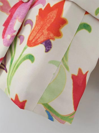 KEYANKETIAN Γυναικεία Ανοιξιάτικα Ρούχα Νέο Ποιμενικό Στυλ Μόδα Floral print Διπλό ίσιο μπλέιζερ Γυναικείο μπουφάν