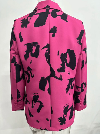 UCXQ Letter εμπριμέ blazers Γυναικεία οδοντωτή ροζ μακρυμάνικα κοστούμια Παλτό Streetwear 2023 Φθινοπωρινό Bolero Γυναικείο μπουφάν 23XF358
