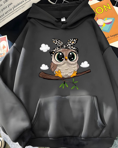 Hirsionsan Kawaii Cartoon Print Hoodies Naiste ülisuured spordirõivad Naiste dressipluus Armas graafiline fliis Naisteriided 2023 Uus