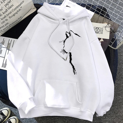 Simple Strokes Of Cat Pet Naiste kapuuts Taskuga Pullover Hoodid Vabaaja lahtine pehme kampsun Harajuku Crewneck naiste riided