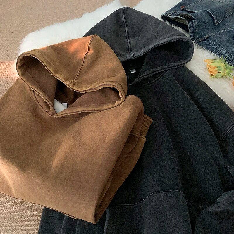 Privathinker Harajuku Vintage kapuutsid Pestud tänavariided lahtised Y2k hip-hop kapuutsiga dressipluusid paarile riided naiste pulloverid