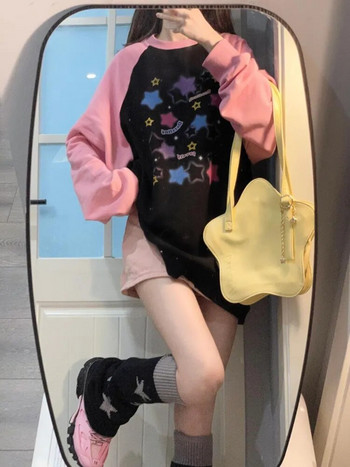 Deeptown Y2K Aesthetic Star Print Hoodies Γυναικείες κουκούλες Harajuku Kpop Casual Oversized Φούτερ Streetwear Loose πουλόβερ μπλούζες E-girl