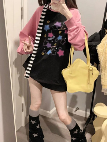 Deeptown Y2K Aesthetic Star Print Hoodies Γυναικείες κουκούλες Harajuku Kpop Casual Oversized Φούτερ Streetwear Loose πουλόβερ μπλούζες E-girl