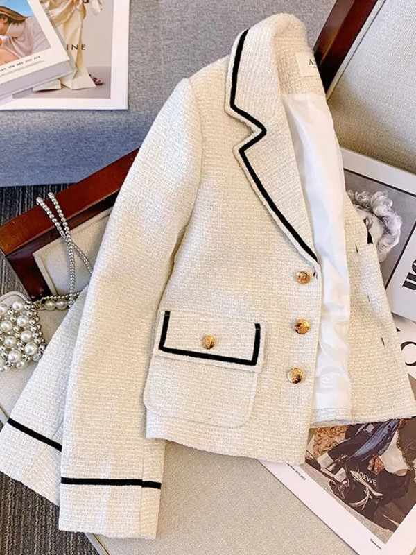 Naiste bleisermood vabaaja elegantne kontoritöö šikk mood klassikaline, mugav lahtikäiva kraega High Street jakid Uus