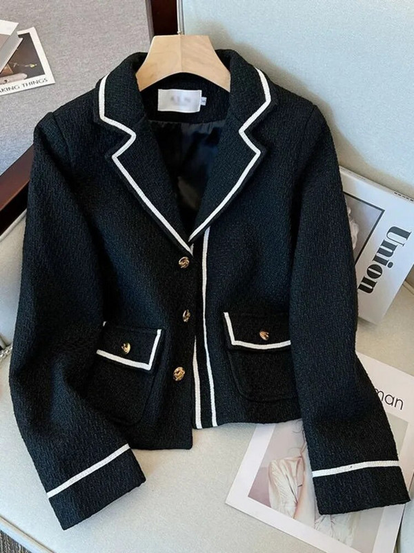 Naiste bleisermood vabaaja elegantne kontoritöö šikk mood klassikaline, mugav lahtikäiva kraega High Street jakid Uus