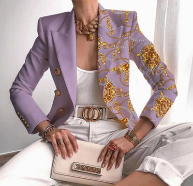 CM.YAYA Streetwear Paisley Butterfly Chiani trükitud kaherealine pikkade varrukatega bleiser naistele 2022. aasta sügistalvised INS-i bleiserid