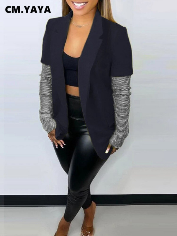 CM.YAYA moe naiste võrk, pikkade varrukatega, silmustega bleiser, 2023. aasta tänavarõivad INS bleiserid, mantel