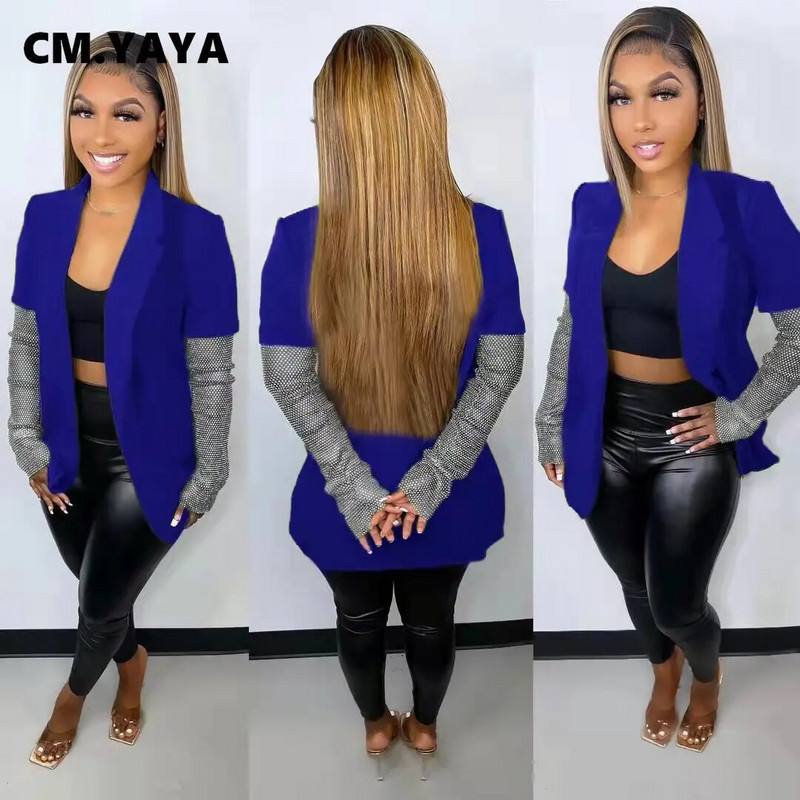 CM.YAYA moe naiste võrk, pikkade varrukatega, silmustega bleiser, 2023. aasta tänavarõivad INS bleiserid, mantel