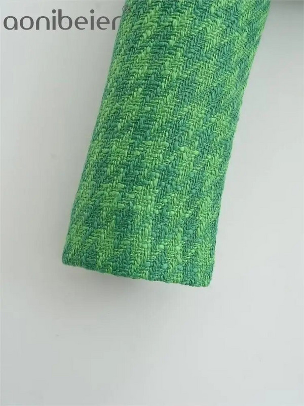 Aonibeier 2023 Proljeće Ženska jakna od tvida Traf Metalni gumbi Sakoi u obliku ptičje zube Ženski chic topovi Skraćeni kaputi Zeleni