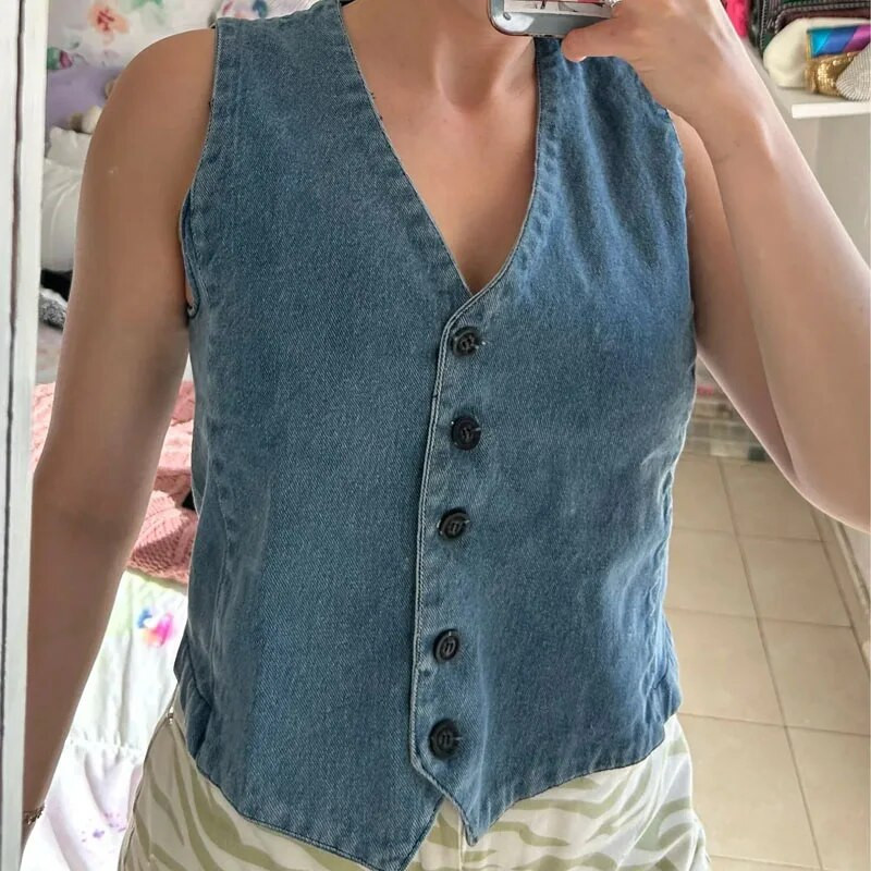 TRAF Naiste Denim Vest Mood Denim Varrukateta Vestid Naistele Jakid Lühikesed Komplektid Tänav Uus Ülerõivad Põhjuslik Naiste vest top