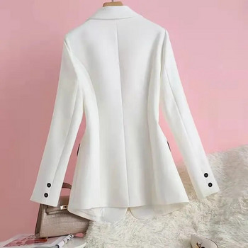 Φθινόπωρο 2022 Sag Suit Jacket Γυναικεία ζακέτα με ένα κουμπί λευκό αντηλιακό Self-Cultivation Temperament Fashion Blazer Black Top