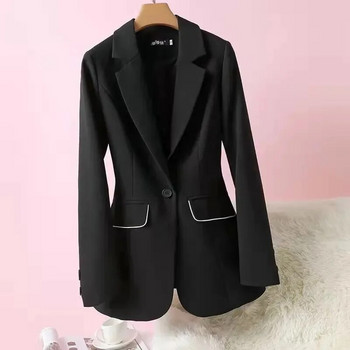 Φθινόπωρο 2022 Sag Suit Jacket Γυναικεία ζακέτα με ένα κουμπί λευκό αντηλιακό Self-Cultivation Temperament Fashion Blazer Black Top