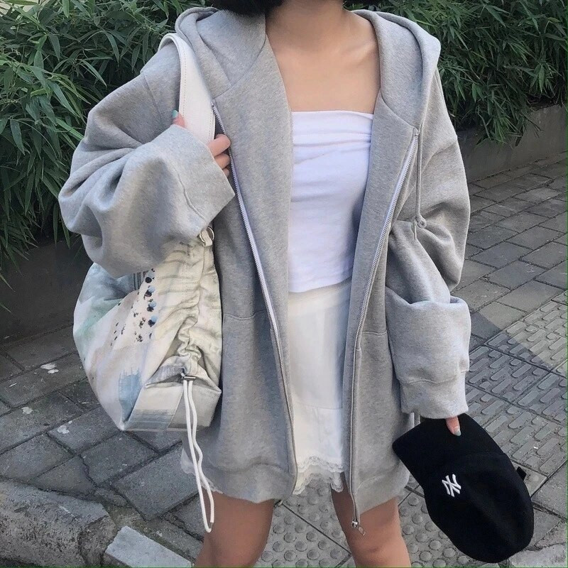 Γυναικεία φούτερ με φερμουάρ WEIRDO Casual Oversized με κουκούλα Κορεάτικου στιλ Hoodies Harajuku Μασίφ μακρυμάνικο γυναικείο μπουφάν Μεγάλα παλτό