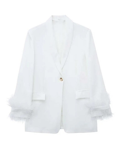 KLKXMYT TRAF plunksnų švarkas, moteriškas, juodas švarkas su sagomis Moteriški drabužiai biure ilgomis rankovėmis Moteriški švarkai Gatvės drabužiai Žieminiai moteriški paltai