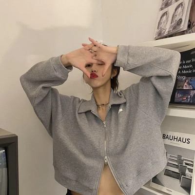 Φούτερ Γυναικεία με μοντέρνο φερμουάρ παντός αγώνα Μοντέρνο κορεατικό στυλ Harajuku Ins Retro Autumn Casual Office Ladies Daily New Arrival