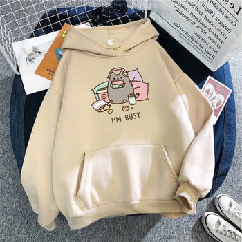 2021 Funny The Cat Hoodie Γυναικεία Μόδα Kawaii Κορεατικά Harajuku Φούτερ Γυναικεία 90s Cartoon Ρούχα Γυναικεία κουκούλα Υπερμεγέθη Κορίτσια