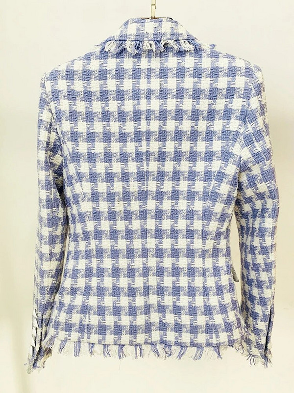 HIGH STREET Uusimad 2023. aasta sügistalvine disainjakk, naiste lõvinööbid, tuttidega narmastega ruuduline segu, tviid bleiser