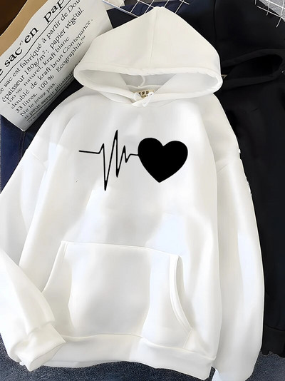 Hirsionsan Heart Print naiste dressipluus Pehme vabaaja vintage naiste pusad 2023 Talvine uued soojad fliisist üliõpilastopid Y2k