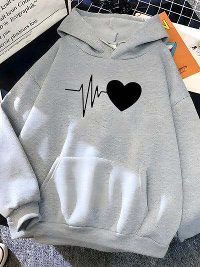 Hirsionsan Heart Print naiste dressipluus Pehme vabaaja vintage naiste pusad 2023 Talvine uued soojad fliisist üliõpilastopid Y2k