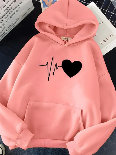Hirsionsan Heart Print naiste dressipluus Pehme vabaaja vintage naiste pusad 2023 Talvine uued soojad fliisist üliõpilastopid Y2k