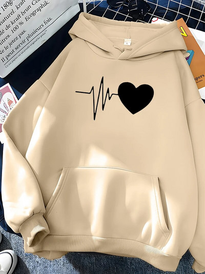 Hirsionsan Heart Print naiste dressipluus Pehme vabaaja vintage naiste pusad 2023 Talvine uued soojad fliisist üliõpilastopid Y2k
