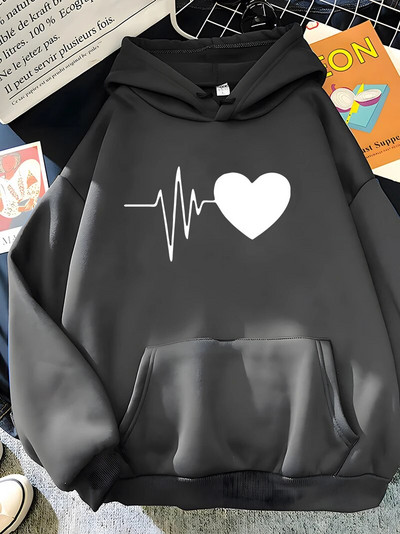 Hirsionsan Heart Print naiste dressipluus Pehme vabaaja vintage naiste pusad 2023 Talvine uued soojad fliisist üliõpilastopid Y2k