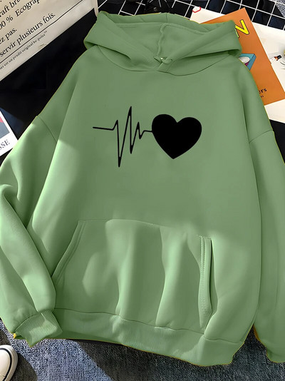Hirsionsan Heart Print naiste dressipluus Pehme vabaaja vintage naiste pusad 2023 Talvine uued soojad fliisist üliõpilastopid Y2k